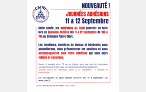 Journée adhésions : 11 &amp; 12 septembre