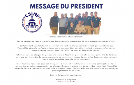 Report de l’Assemblée générale - Message du Président 
