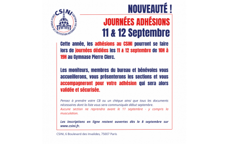 Journée adhésions : 11 &amp; 12 septembre