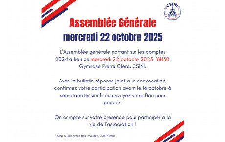 ⭕️ Assemblée Générale ⭕️ Mercredi 22 octobre